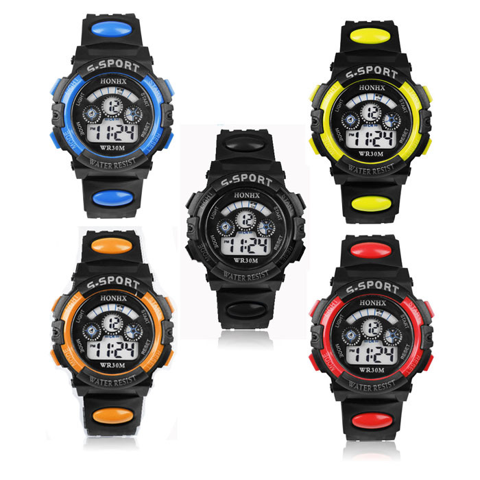 Free Shipping 2015 Hot Sale Waterproof Digital Watch Children Boy s watch LED Alarm Date Sports