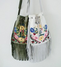 DENIM SUPPLY style leather embroidered bags Unique national wind package