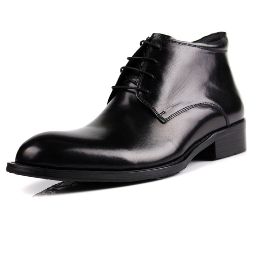 Genuine Leather Men's Ankle Boots Business Formal Pointed Toe First