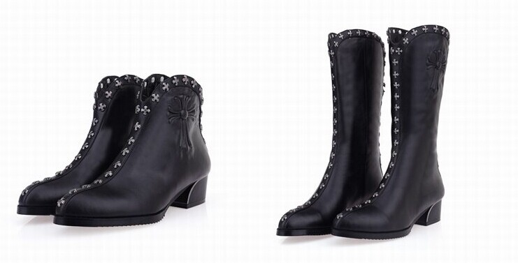 2014 autumn and winter Genuine leather women high heeled boots matin boots thick heel brand designer