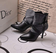 2014 winter women fashion brand designer boots with fur mid-calf boots, winter boots for women ,patchwork