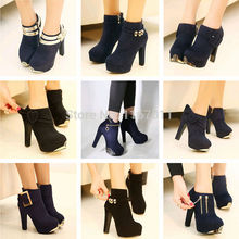 Free shipping 2014 autumn Fashion High Heels Platform boots Women Boots Sexy Thick heel  Ankle Boots Sequined Shoes Pumps