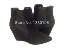 2014 Autumn Winter Brand Designer Genuine Leather Women ankle Boots plus size boots plain Black brown