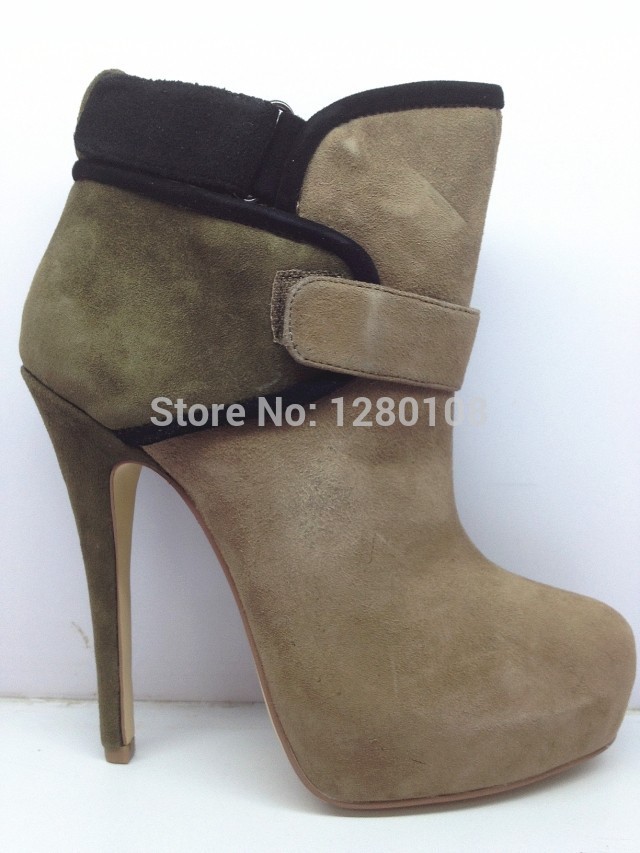 2014 Autumn Winter Brand Designer Genuine Leather Women ankle Boots high heels platforms size 35 39