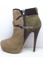 2014 Autumn Winter Brand Designer Genuine Leather Women ankle Boots high heels platforms size 35 39