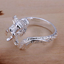 hot sale 925 silver fashion female party jewelry Women wedding adjustable dragon rings free shipping wholesale