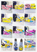 New Girls Fashion canvas shoes female hand-painted shoes despicable me minions shoes couples asymmetric shoes canvas sneakers