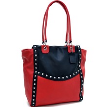 Dasein Pyramid Studded Two Tone Winged Tote for Women