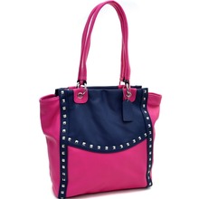 Dasein Pyramid Studded Two Tone Winged Tote for Women