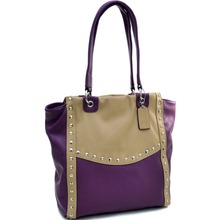 Dasein Pyramid Studded Two Tone Winged Tote for Women