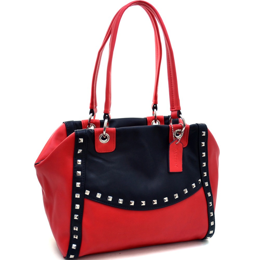 Petite Pyramid Studded Two Tone Shoulder Bag for Women