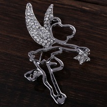 Hot Stylish Cupid Silver Plated Rhinestone Jewelry Brooch Couple Love Pin Gift For Wedding
