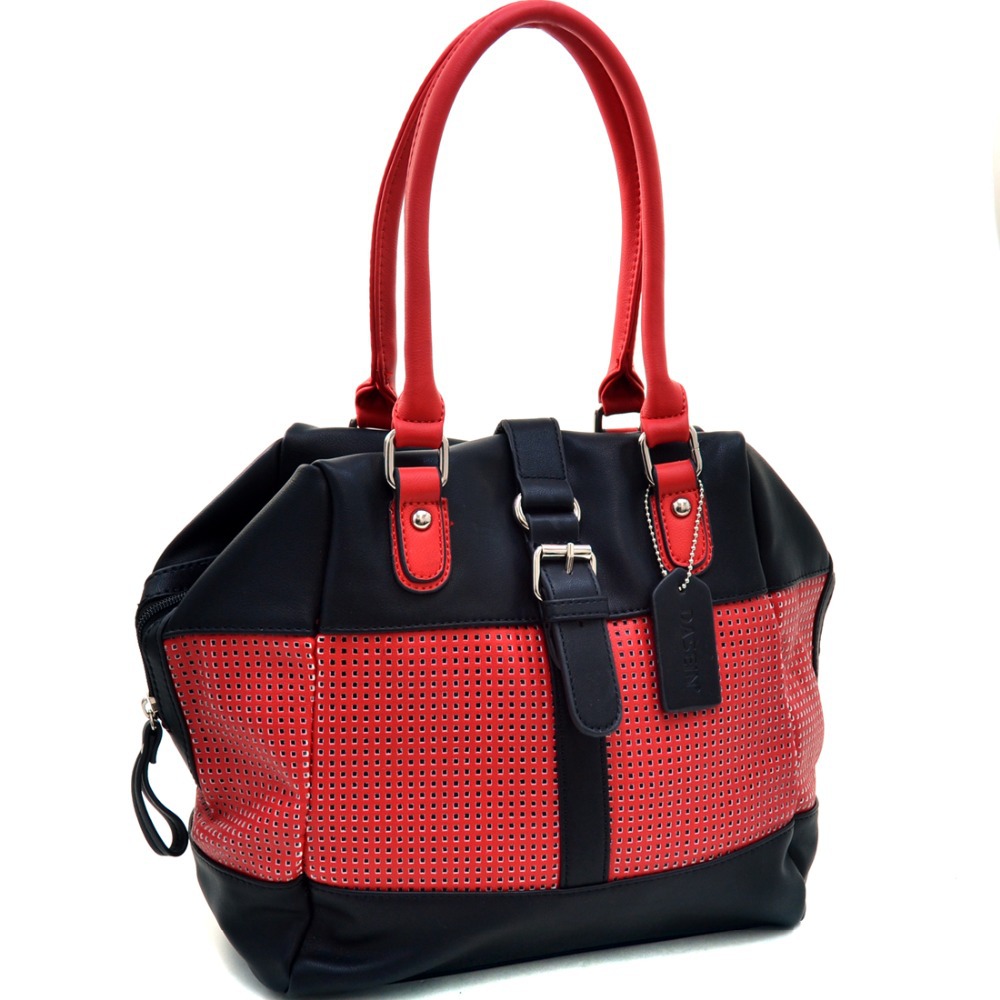 Dasein Two Tone Mesh Panel Winged Satchel Bag for Women