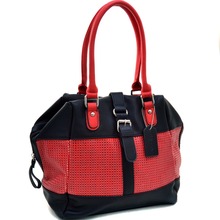 Dasein Two Tone Mesh Panel Winged Satchel Bag for Women