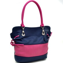 Two Tone Mesh Panel Shoulder Bag With Drawstring Accents for Women