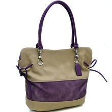 Two Tone Mesh Panel Shoulder Bag With Drawstring Accents for Women