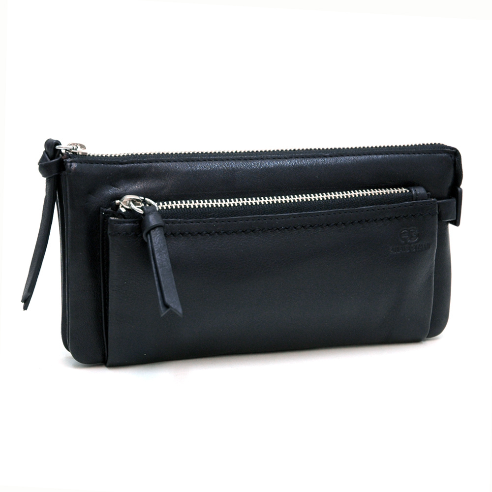 AG Classic Smooth Italian Leather Zipper Pouch Wallet