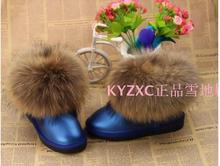 Cowhide knee-high female boots ultralarge 5854 fox fur snow boots snow shoes snow cotton-padded shoes