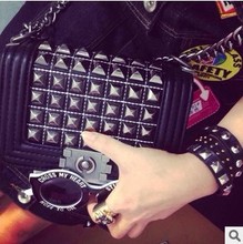 2014 woman PU handbag high quality women messenger bags Rivet chain bag famous brand designer channelled shoulder bag Freeship