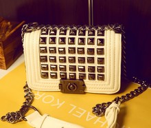 2014 woman PU handbag high quality women messenger bags Rivet chain bag famous brand designer channelled