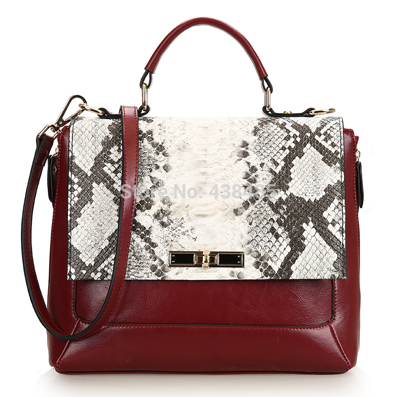 2014 Autumn Retro Vintage Women Handbags Genuine Leather Serpentine Medium Shoulder Bags Ladies Messenger Bag Crossbody