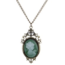Fashion Hot Fashion Chinese Style Jewelry Cameo Gemstone Bronze Chain Pendant Necklace For Women