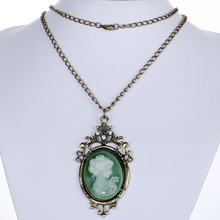 Fashion Hot Fashion Chinese Style Jewelry Cameo Crystal Bronze Chain Pendant Necklace For Women