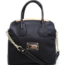 Large Gold Trimmed Croco Tote Bag for Women