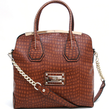 Large Gold Trimmed Croco Tote Bag for Women