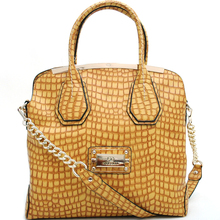 Large Gold Trimmed Croco Tote Bag for Women