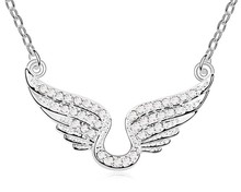 Austrian Crystal Cupid Wings Pendant Necklace White Gold Plated Alloy Sale Jewelry For Your Lover Angel Wing Necklace NXL0129