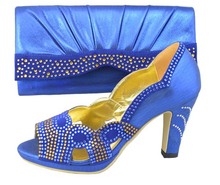 FREE SHIPPING BY DHL!New arrival italian shoes and bags set for woman and orange color, PU material,Size38-43,1308-27a blue