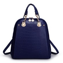 6 Colors Free shipping Japan and Korean Style Women Solid Embossed Metal chain Genuine Leather Backpacks