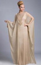New Fashion Dubai Abaya Jalabiya Kaftans Fantasia musilim Evening Dress 2014 Long Sleeve Champagne 