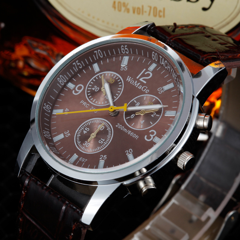 Fashion New Promotion High Quality Clock Hour Analog Leather Quartz Watch Fashion Trendy Men Wristwatches Free