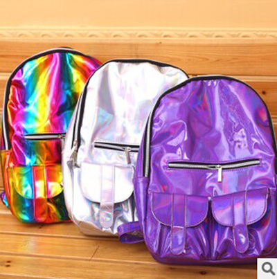 SUGAR  New PU Leather Men Women Backpack Large capacity Computer Bag Laser College Students Wind