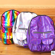 SUGAR  New PU Leather Men Women Backpack Large capacity Computer Bag Laser College Students Wind