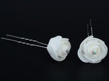 Wholesale 6PCS Wedding Bridal White Rose Crystal Hair Pins Prom Hair jewelry