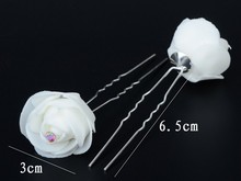 Wholesale 6PCS Wedding Bridal White Rose Crystal Hair Pins Prom Hair jewelry