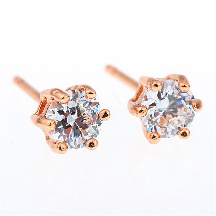 18K Gold Plated Cupid Cut Cubic Zirconia CZ Unisex Mini Stud Earring Fashion Jewelry For Mens