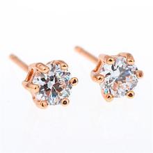 18K Gold Plated Cupid Cut Cubic Zirconia CZ  Unisex Stud Earring Fashion Jewelry For Mens Womens