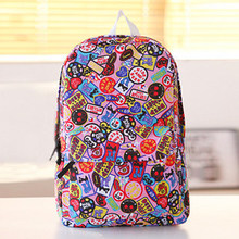 2014 Cartoons graffiti printed casual men women s canvas Backpacks Fashion student School bags travel shoulder