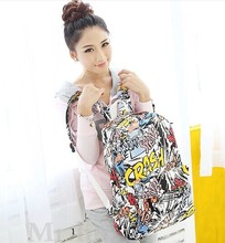 2014 Cartoons graffiti printed casual men women s canvas Backpacks Fashion student School bags travel shoulder