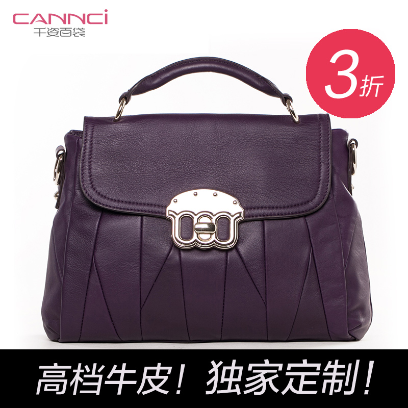 Cannci 2014 women s vintage genuine leather handbag fashion first layer of cowhide lockbutton handbag