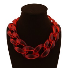 New arrival big plastic Chain Necklace Fashion Sapphire jewelry