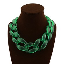 New arrival big plastic Chain Necklace Fashion Sapphire jewelry