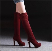 Free shipping over knee high heel boots women snow fashion winter warm long boots footwear shoes boot P1267 EUR size 33-43
