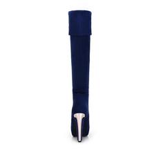Free shipping over knee high heel boots women snow fashion winter warm long boots footwear shoes