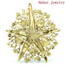 2014 Vintage Jewelry Women Brooches Green Starfish Brooch Broach Pin Gorgeous Rhinestone Crsytals for Women Accessories