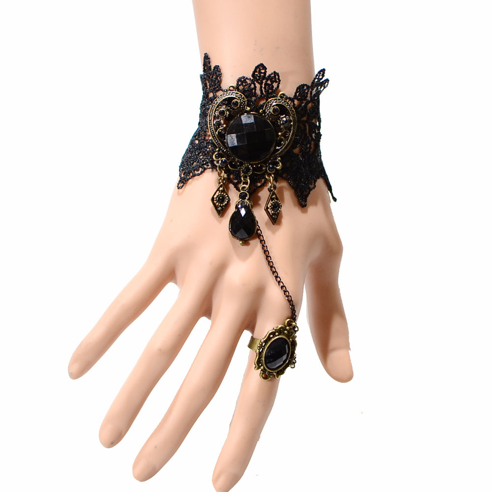 Vintage Personalized Halloween Wrist Black Lace Bracelet Set Z4T6
